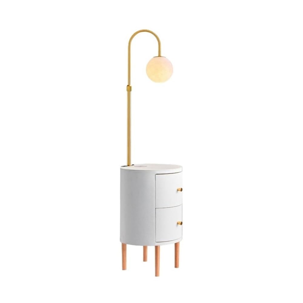 Jian1004 Floor Lamp, LED Floor Lamp with Drawers, USB & Nightstand(White)
