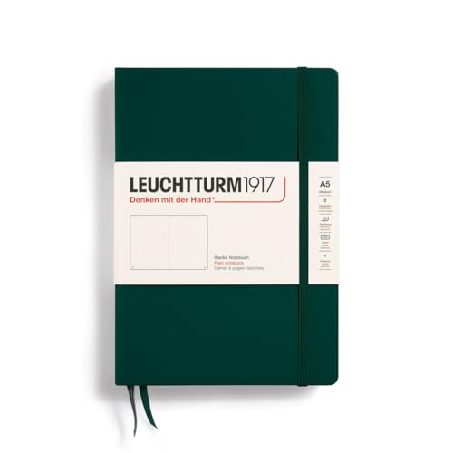 LEUCHTTURM1917 367254 Notizbuch Medium (A5), Hardcover, 251 nummerierte Seiten, Forest Green, blanko