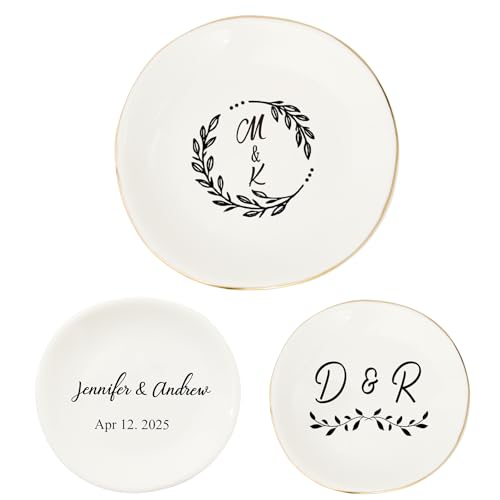 Schmuckschale mit Aufschrift "Mr & Mrs", Geschenk, Keramik-Schmuckteller, Ringschale, Keramik-Schmucktablett, Verlobungsring-Tablett, Hochzeitsringhalter, Schmuckschale