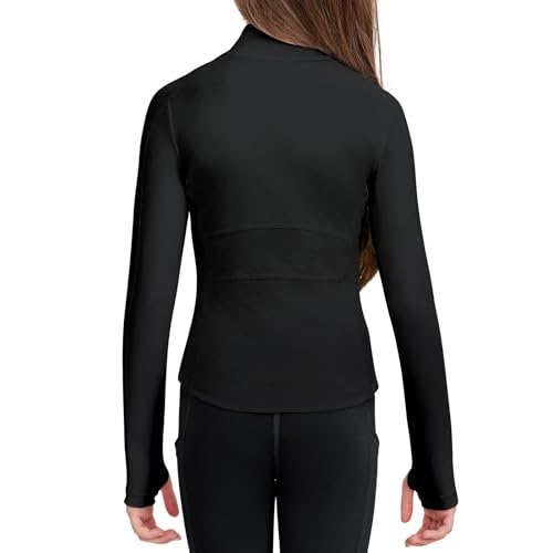 B&GCozy Girls Zip Up Jacket Horse Riding Shirts Athletic Yoga Lightweight Jackets for Girl 6-15 Years2