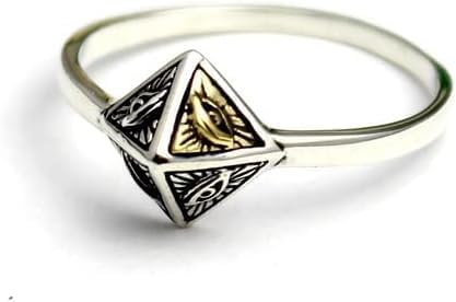 COSUMOSU eye of horus Pyramid Shape 925 Sterling Silver Evil Eye thin Rings