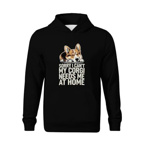 Kids Retro Funny Sorry I Can't My Corgi Needs Me At Home Boys Girls Lightweight Kangaroo Pocket Fleece Hoodies2