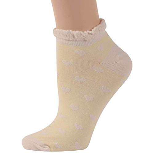 Image of KitNSox Funcat Women's Lace Ruffle Frilly Colorful Floral Cotton Casual Novelty Ankle Socks 4 /5 /6 Pairs