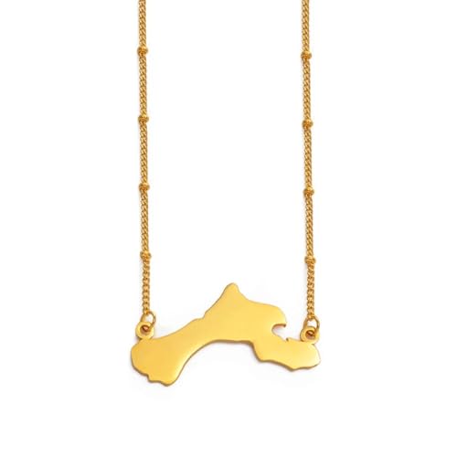 Bonaire - Collar con colgante de mapa Antilles para mujeres y niñas, color dorado y plateado, joyería de Antillas 🔥