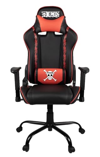 Konix One Piece Chaise de Bureau Gaming - Inclinaison siège 150° - Cuir polyuréthane - Coussin lombaires et cervicaux réglable - Appui-tête - Noir