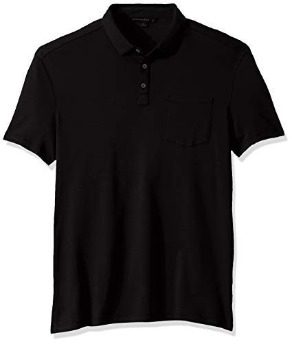 John Varvatos Star USA Men's Burlington SS Classic FIT Cotton Interlock Polo, Black, M