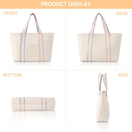 Bolso Tote de Lona para Mujer con Adornos Arcoíris miniatura 5