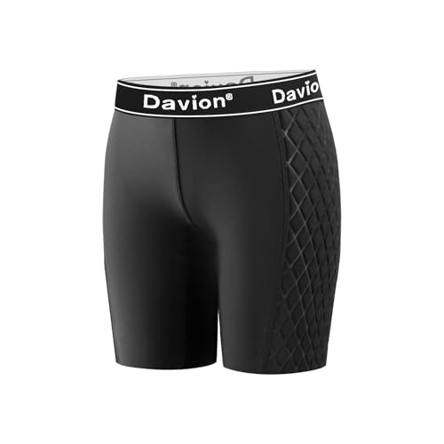 Davion Womens Softball Padded Sliding Shorts,Compression Underwear for Baseball Football Lacrosse Hockey XS-2XL?Black-L?