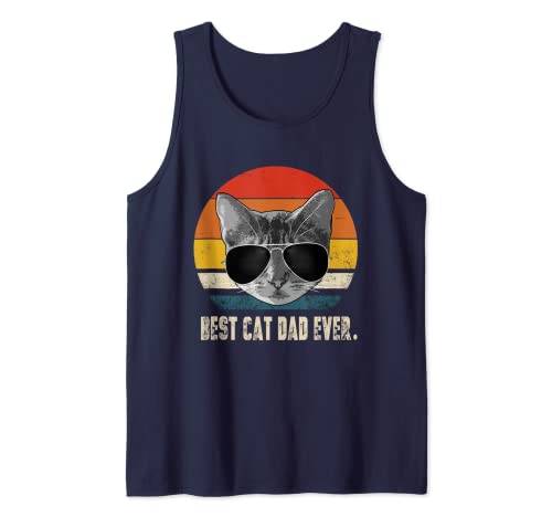 Hombre Vintage Best Cat Dad Ever Retro Cat Daddy Día del Padre Camiseta sin Mangas