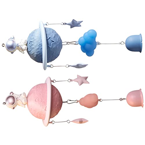 Image of 2pcs Moon Wind Chime Ornament Cartoon Wind Chime Hanging Windchime Garden Windchime Astronaut Pendant Windchime Craft Wind Bell Pendant Garden Hanging Pendant Craft Windchime