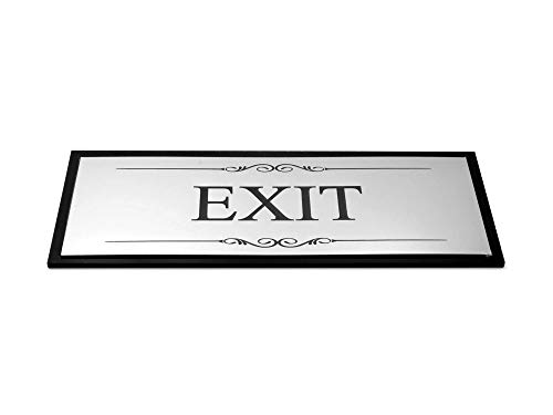 OriginDesigned Exit Door Sign, Adhesive Plaque, Stylish Metallic Silver and Black - Acrylic