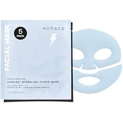 NuFACE IonPlex Hydra-Gel Power Mask - Hydrating Korean Face Mask, 2-Piece Cooling Skincare Sheets + Allantoin & Glycerin for Dewy, Glass Skin - Plumps & Smooths Fine Lines - Vegan K-Beauty, 5 Count