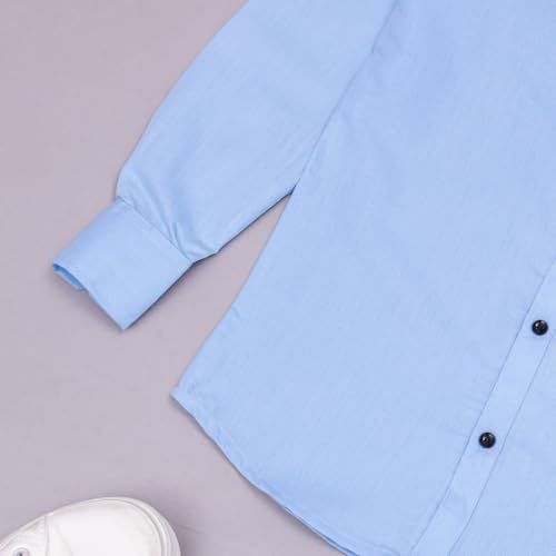 Image of Vikita Enterprise Kid Boy's Cotton Solid Shirt with Spread Collar Neck Full Sleeves Button Closure Curved Length and One Pocket | Shirt For Kids Boys