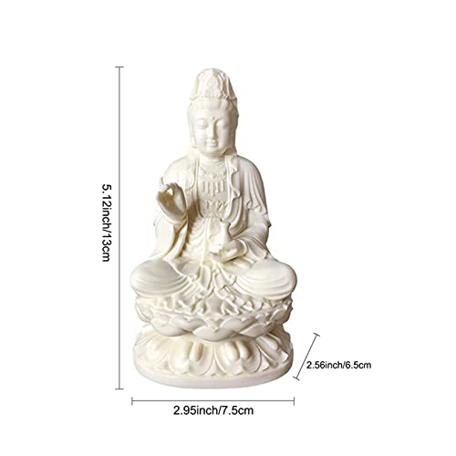 Estatua de Kwan Yin sentada en loto de 13 cm miniatura 2