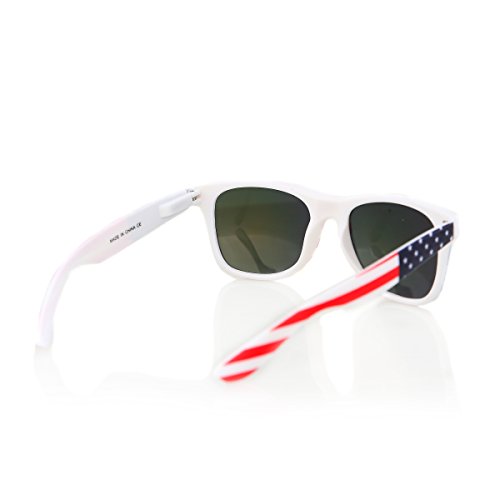 Classic Eyewear Retro 80's American USA Flag 4th of July Frame Sunglasses (White/Ice Blue, 52)4