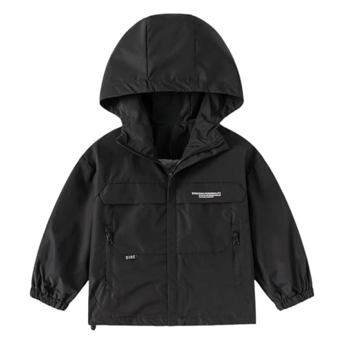 Toddler Rain Jacket Baby Boys Girls Hooded Zipper Long Sleeve Thick Warm Outerwear Lightweight Jacket