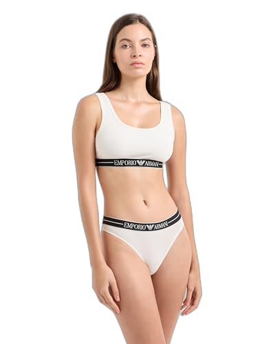 EMPORIO ARMANI Bralette Bra Sujetador, Blanco, L para Mujer