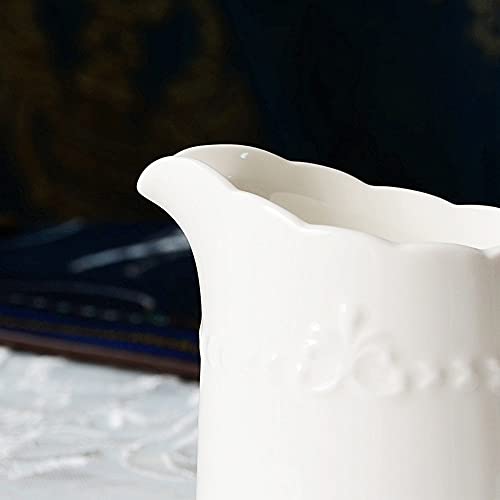 Sizikato White Porcelain Creamer Pitchers with Handles (Set of 2)