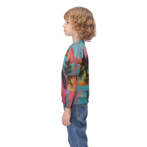 Palm Trees in Jamaica ColorsChildren's Casual Pullover Sweatshirt Loose Fit8-10Y3