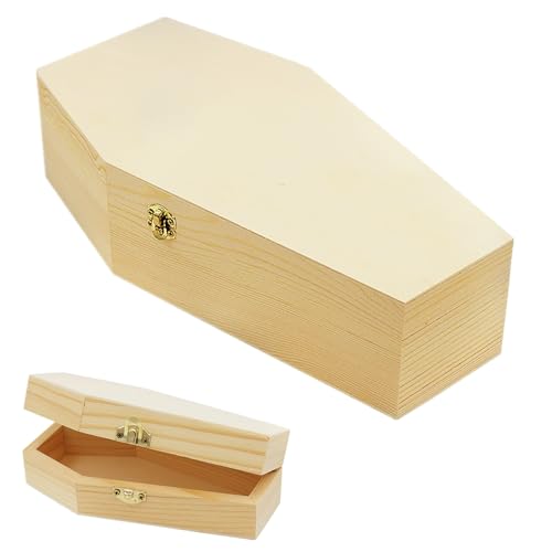 Holz Kleintiersarg Natur belassen Tiersarg mit Festem Metallverschluss für Kleine Haustiere Halloween-Dekoration Holzsarg Kleintiere Kleintierbedarf 30,5 x 15 x 8,2 cm