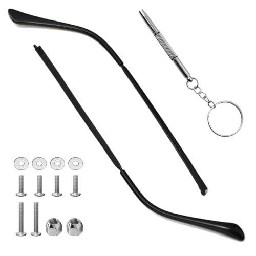 Anteojos de Metal Brazos, Repuestos Patillas Gafas para Cambiar, Incluye Tornillos y Destornillador, Reemplazo de Brazo de Anteojos Universales, para Gafas de Sol, Présbitas y Miopes (Negro)