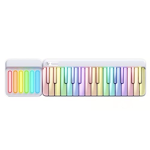 Piano électrique coloré intelligent, apparence élégante, éclairage coloré, 29 + 6 touches, programmable, débutants professionnels enfants adultes maison, clavier MIDI (Color : White) - Les Beatles, Paul McCartney, John Lennon, RIngo Starr, George Harrison Piano électrique coloré intelligent, apparence élégante, éclairage coloré, 29 + 6 touches, programmable, débutants professionnels enfants adultes maison, clavier MIDI (Color : White)