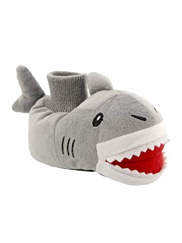 Yankee Toy Box Plush Shark Fish Toddler Boys Girls Sock Top Slippers (9-10 M US Toddler, Shark Grey)