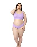 DClub Women Cotton Maternity Feeding Nursing Bra and Panties Lingerie Set | Pregnant | Everyday Bra Panty Combo (Purple, L)