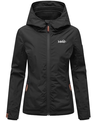 MARIKOO leicht gefütterte Damen Übergangsjacke kurze Sommerjacke mit kuscheligem Fleece-Innenfutter und großer Kapuze Erdbeere Black2 Gr. S