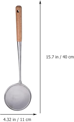 Miniatura 7 de HEMOTON Utensilios de cocina de acero inoxidable con cuchara plana redonda, espátula, volteador, sartén para huevos con mango de madera para el