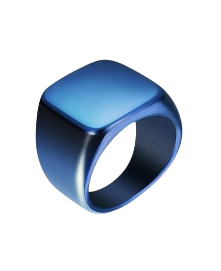 Rings For Men Square Geometrical Metal Stainless Steel Biker Ring Blue Size 11-image-45