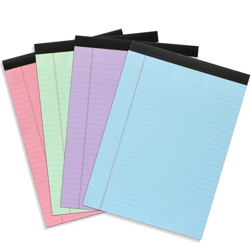 Toplive Colored Legal Pads 8.5 x 11 inch, 4 Pack Colored Writing Notepads College Ruled, Colorful Le