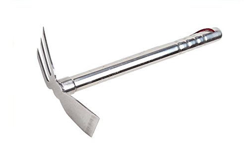 C&L Stainless Steel Garden Hoe Rake Hand Tools 15 Inch Gardening Cultivator Weeding Seeding Multipurpose