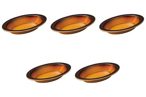 Set of 5, AME Oval Agratin Dish L [8.7 x 5.2 x 1.3 x 1.3 inches (22 x 13.3 x 3.2 cm) | Setomonohonpo