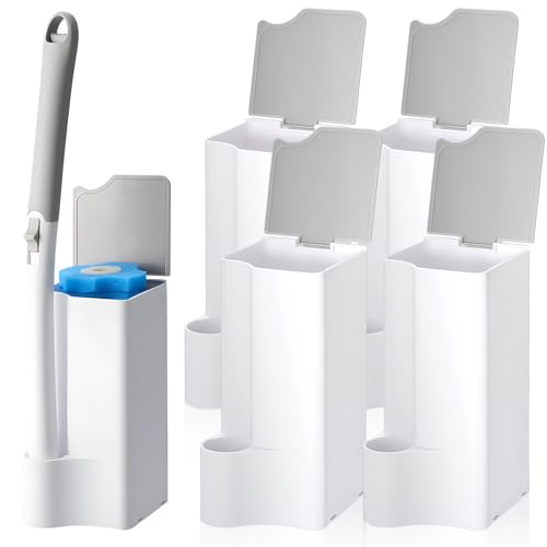 Image of Weysat 4 Pack Wand Holder White Bathroom Storage Organizer for Cleaning Brush Accessories, Space Saving Brush Caddy for Home Bathroom