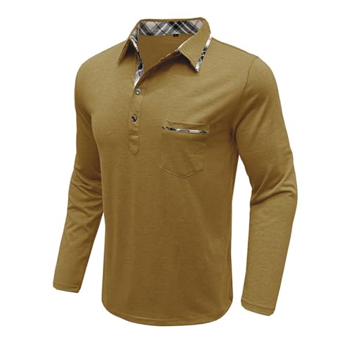 Aulemen Men's Long Sleeve Polo Shirts Casual Button Golf Tshirt Moisture Wicking Cotton Tee Collared Basic Shirts with Pocket3