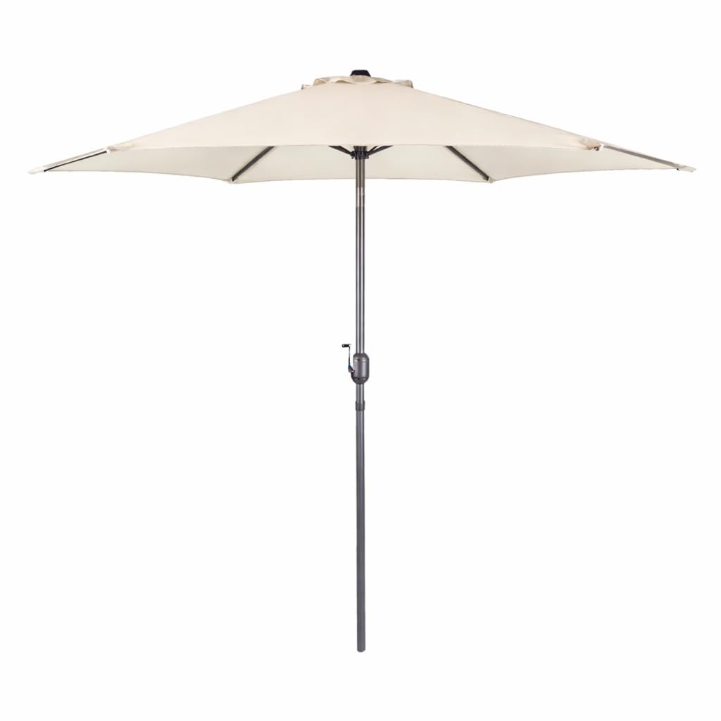 B&Q -  Ivory 2.7M Outdoor Garden Parasol With Tilt Function & Crank Handle