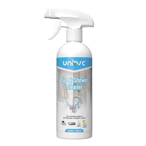 Image of UNIDSC Tap Cleaner & Limescale Remover | Foaming Formula for Easy Cleaning | Non-Toxic | Multi-Purpose Bathroom Cleaner for Taps, Showers, Tiles, Mirrors & more 500ml - Pack of 1