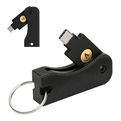 Shieldcase Protective Flip Case for YubiKey 5C NFC Keychain Holder Cover for Yubico Security Key Shockproof Black