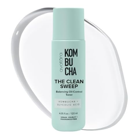 Avatara - Kombucha The Clean Sweep Face Toner, Glycolic Acid Toner for Face, Face Exfoliator with Witch Hazel and Bakuchiol, Calming Pore Minimizer for Face, Hydrating Skincare for Teens, 4.05 fl. Oz Cover