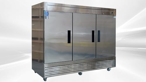 Image of Commercial Reach In Refrigerator, ETL 3 Door Fridge Cooler Merchandiser, 83 inch W 61 cu.ft. Stainless Steel Interior KR-82B