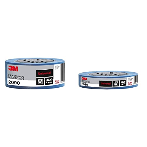 3M Ruban de masquage 2090 Multi-surfaces, 48 mm x 50 m & Ruban adhésif de masquage Scotch Super, 24 mm x 50 m - Qualité Expert Plus, bleu Cover