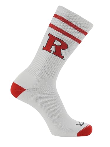 TCK Rutgers Scarlet Knights Socks Vintage Soft Cotton Sock with Stripes NCAA Licensed | Scarlet & Black Rutgers University | College Fan Gameday Apparel for Men & Women | Mens & Womens (Medium)