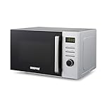 GEEPAS Digital Microwave Oven, 23L | 5 Power Levels, Reheating & Defrost Function | Digital Display 60 Minute Timer 8 Pre-set Modes | Easy Clean Oven for Standard Size of Dinner Plate 800W Silver