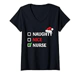 donna nurse christmas - stetoscopio nurses xmas scrub da donna maglietta con collo a v