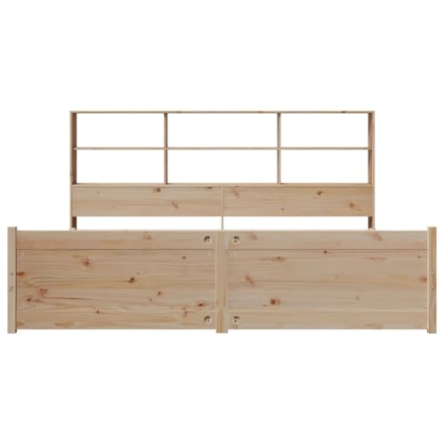 vidaXL Massivholzbett, Bett mit Bücherregal ohne Matratze, Bettgestell mit Lattenrost, Holzbett Doppelbett für Schlafzimmer, 180x200cm Kiefer – Bild 6