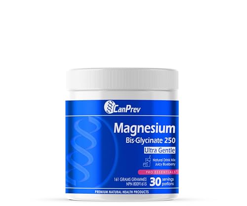 CanPrev - Magnesium Bis-Glycinate Drink Mix 161g – Juicy Blueberry– Dietary Supplement - Supports Energy Production, Relaxation, Sleep & Muscle Functions - Ideal for Men & Women