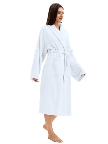 Image of Soft Robe For Women,Warm Plush Bath Robes Female,Spa Towel After Shower Lightweight Long Bathrobe