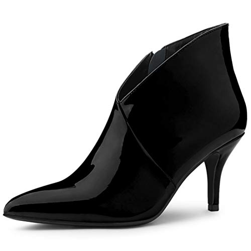 Allegra K Women's V Shape Pointed Toe Stiletto Heel Ankle Boots