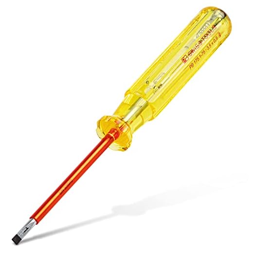 PB Swiss Tools SCHLITZ Elektriker Spannungsprüfer PB 175, 110-250 Volt, DIN VDE 0680-6, 100% Swiss Made, Lebenslange Garantie, 3,5mm x 75mm